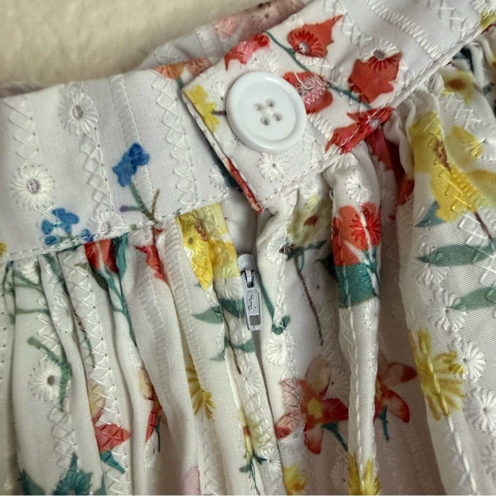Magnolia Place White Floral Midi Skirt with Red, Green & Yellow Floral - Picture 6 of 7